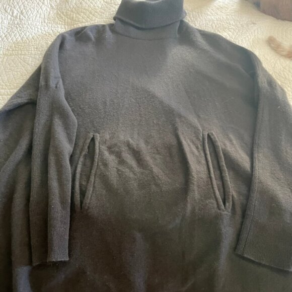 Garnet Hill Oversized Cashmere/Wool Turtleneck Sweater Brown XS - Picture 1 of 11